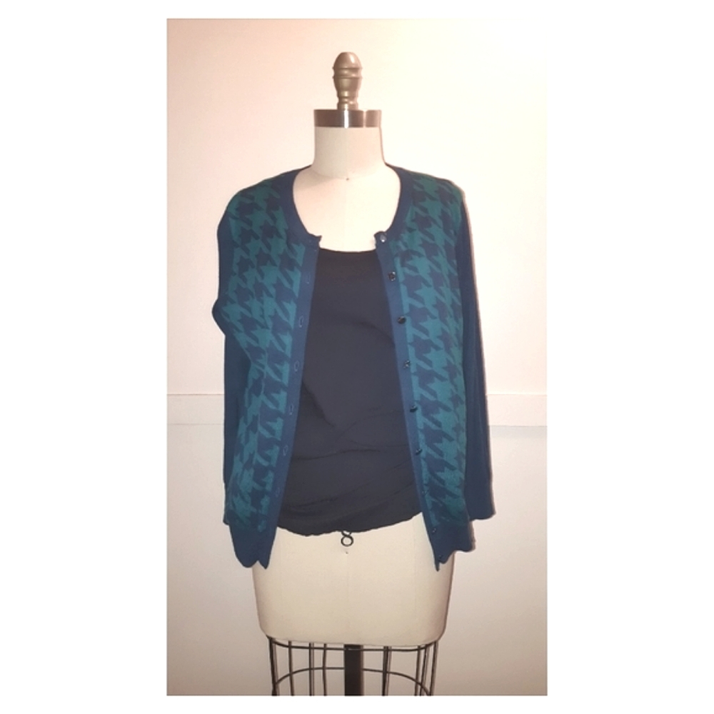 SILK COTTON HOUNDSTOOTH CARDIGAN • BANANA REPUBLIC